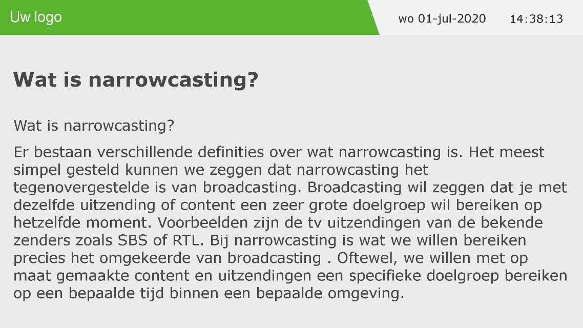 narrowcasting tips - opmaak