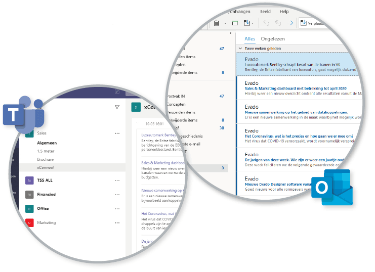 xconnect applicaties teams en outlook